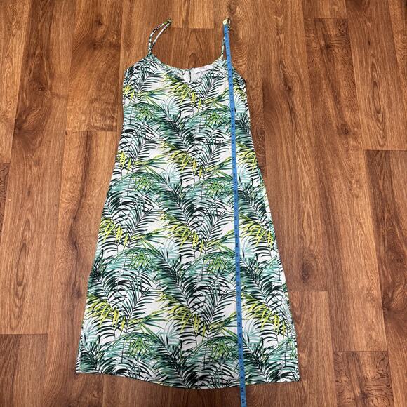 Louna Palm Printed Dana Dress Womens Size Small Green White Slip Midi Satin - Picture 7 of 10